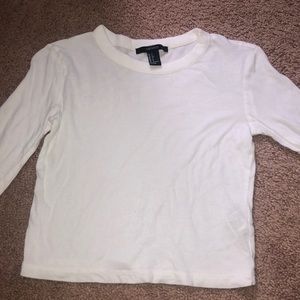 white cropped long sleeve shirt